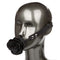 Adjustable ball gag with removable rose accent on mannequin for BDSM play