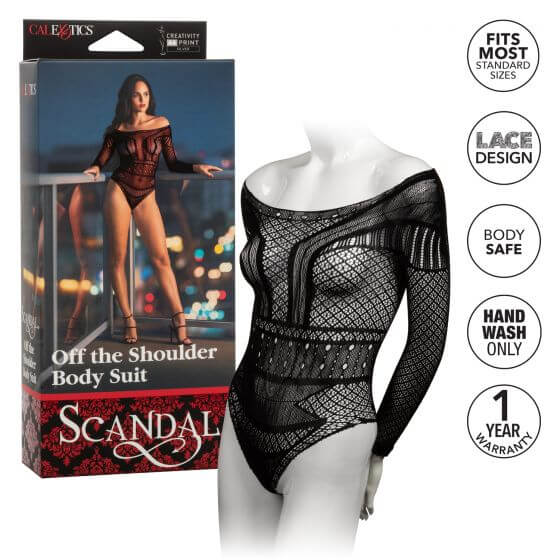 California Exotic Novelties Scandal Off The Shoulder Body Suit at $18.99