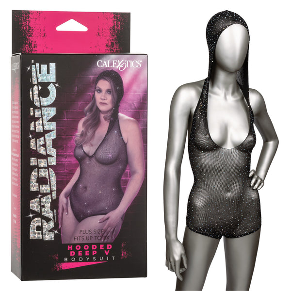 RADIANCE PLUS SIZE HOODED DEEP V BODY SUIT-0