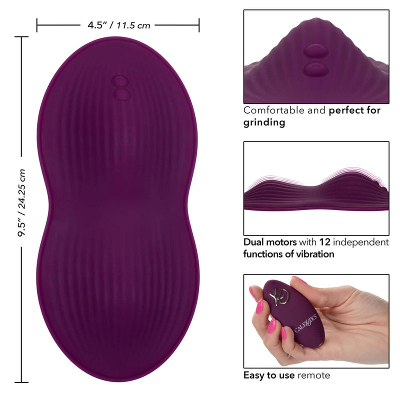 Lust Remote Control Dual Rider Purple Vibrator with dual motors, remote control, and ergonomic design by California Exotic Novelties