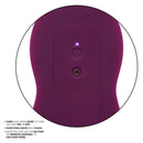 Close-up of the Lust Remote Control Dual Rider Purple Vibrator from California Exotic Novelties showing function lights and control button.