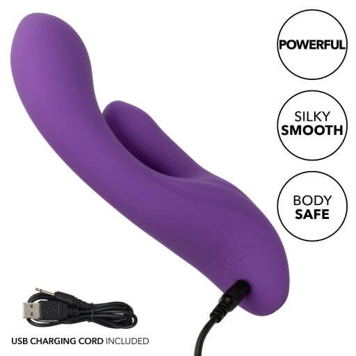 Stella Liquid Silicone Dual Pleaser Purple Rabbit Style Vibrator