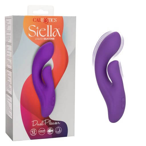 Stella Liquid Silicone Dual Pleaser Purple Rabbit Style Vibrator