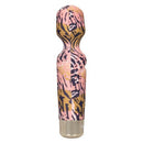 Pink and gold patterned personal massager with a flexible head and powerful motor for personalized vibration pleasure.