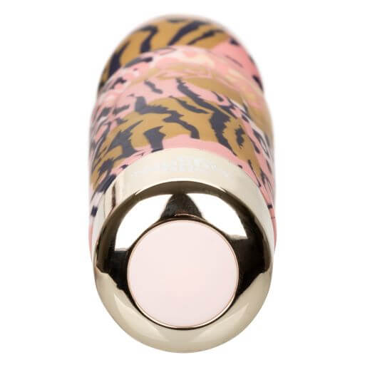 Vibrant patterned WTF Wand personal massager with powerful motor and flexible head for personalized pleasure.