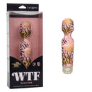 Naughty Bits WTF Wand To Fuck in packaging by California Exotic Novelties with animal print design and 10 vibration functions.
