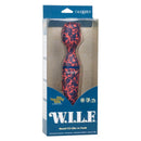 Naughty Bits W.I.L.F Wand in packaging with decorative design, featuring 10 powerful vibration functions for personal pleasure.
