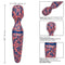 Naughty Bits W.I.L.F Wand featuring floral design, detailed size description, and 10 powerful vibration functions for personalized pleasure.