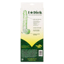 Back of packaging for Naughty Bits I Leaf Dick Glow In The Dark Weed Leaf Dildo with product features and branding details.