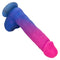 Naughty Bits Ombre Hombre XL Vibrating Dildo by California Exotics in blue and pink gradient, featuring a lifelike design and glitter finish.