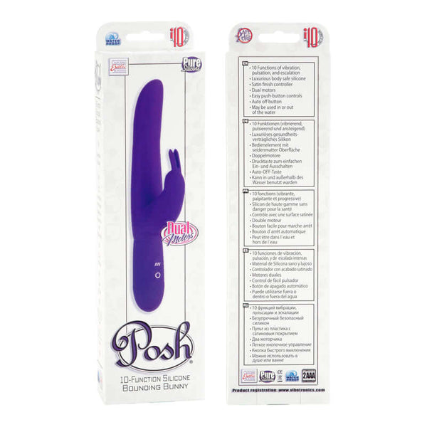 Posh 10 Function Silicone Bounding Bunny Purple Vibrator - Luxurious Dual Motor Stimulator