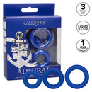 Admiral Universal Cock Ring Set of 3 Liquid Silicone Enhancers for Stamina and Support in Blue Packaging - California Exotic Novelties
