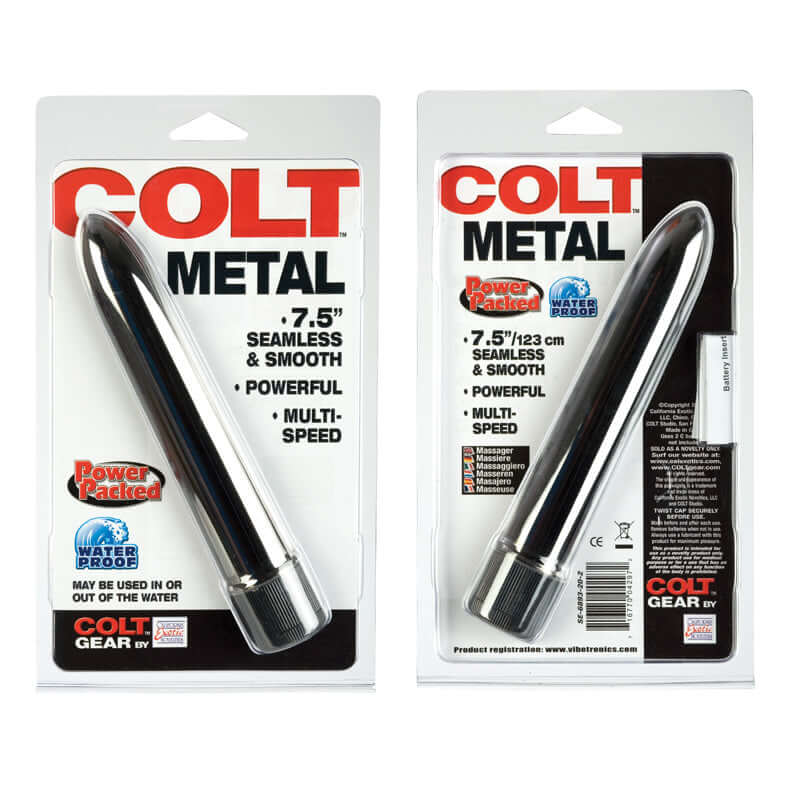 COLT Metal 7.5" Waterproof Silver Vibrator – Multi-Speed