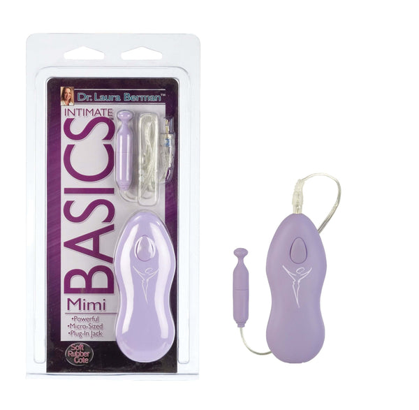 Dr Laura Berman Intimate Basics Mimi Bullet Vibrator in packaging with remote control.