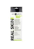 Shibari Get Lucky 8-Inch Real Skin Dildo packaging showing product features