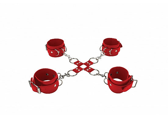 SHOTS AMERICA Leather Hand & Legcuffs Red from Shots Toys at $29.99
