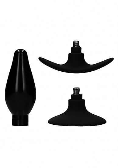 SHOTS AMERICA Ouch Interchangeable Butt Plug Set Rounded Large Black at $27.99