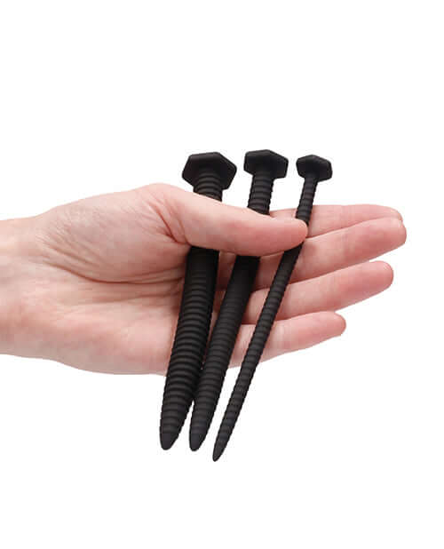 SHOTS AMERICA Ouch Silicone Screw Plug Set Urethral Sounding Black at $23.99