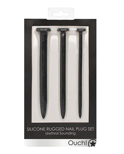 SHOTS AMERICA Ouch Silicone Screw Plug Set Urethral Sounding Black at $23.99