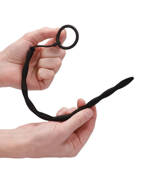 SHOTS AMERICA Ouch Silicone Plug and Cock Ring Set Urethral Sounding Black at $17.99