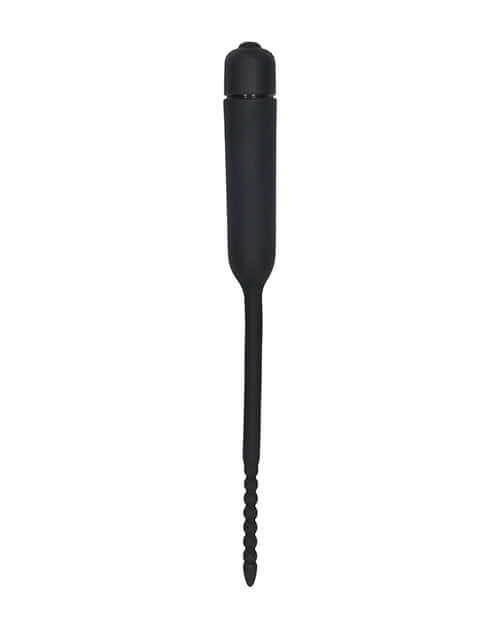 SHOTS AMERICA SILICONE VIBRATING BULLET PLUG W/ BEADED TIP URETHRAL SOUNDING BLACK at $35.99