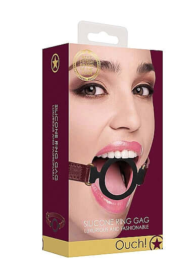 SHOTS AMERICA Ouch Halo Silicone Ring Gag Burgundy at $23.99