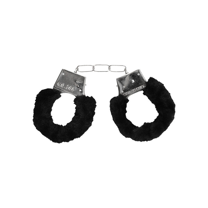 SHOTS AMERICA Ouch! Black and White new bondage line Pleasure Furry Handcuffs with Quick Release Button at $10.99