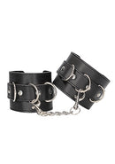 SHOTS AMERICA Ouch! Black and White Bondage Bonded Leather Hand Or Ankle Cuffs with Adjustable Straps at $15.99