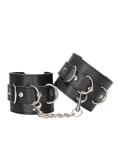 SHOTS AMERICA Ouch! Black and White Bondage Bonded Leather Hand Or Ankle Cuffs with Adjustable Straps at $15.99