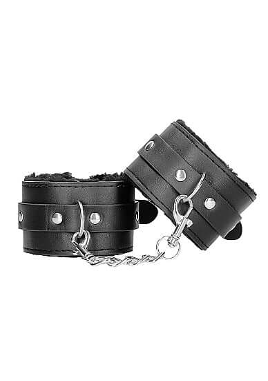 SHOTS AMERICA Black and White Handcuffs with Straps Bonded Leather at $15.99
