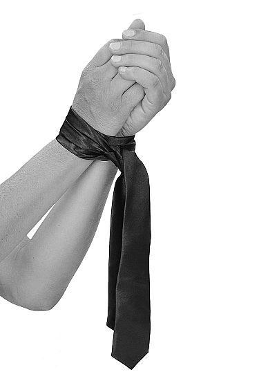 SHOTS AMERICA Ouch! Black and White line Satin Bondage Tie Black at $7.99