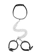 SHOTS AMERICA Bonded Leather Collar With Hand Cuffs, Adjustable Straps and Chain at $22.99