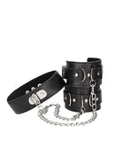 SHOTS AMERICA Bonded Leather Collar With Hand Cuffs, Adjustable Straps and Chain at $22.99