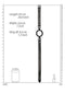 Diagram showing dimensions of a Black and White Silicone Ring Gag with Adjustable Straps by Shots Toys America.