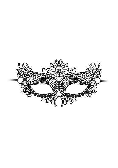 SHOTS AMERICA Ouch! Black and White Bondage line Lace Eye Mask Queen at $7.99
