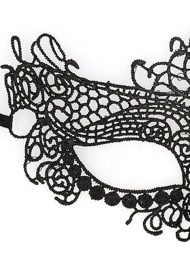 SHOTS AMERICA Ouch! Black and White Bondage line Lace Eye Mask Queen at $7.99