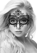 SHOTS AMERICA Ouch! Black and White Bondage line Lace Eye Mask Queen at $7.99