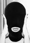 SHOTS AMERICA Ouch! Black and White Bondage line Black Submission Mask with Open Mouth at $15.99