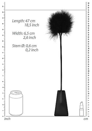 Ouch! Black and White Bondage line Black Crop with Feather Tickler