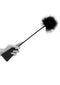 Ouch! Black and White Bondage line Black Crop with Feather Tickler