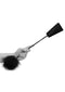Ouch! Black and White Bondage line Black Crop with Feather Tickler