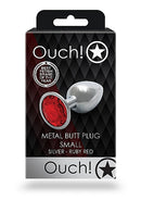 Ouch! Round Butt Plug Small Silver Ruby Red