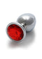 Ouch! Round Butt Plug Medium Silver Ruby Red