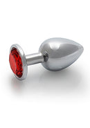 Ouch! Round Butt Plug Medium Silver Ruby Red