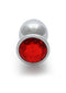 Ouch! Round Butt Plug Large Silver Ruby Red