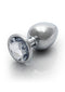Ouch! Round Gem Butt Plug Medium Silver with Faux Diamond