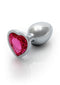 Ouch! Heart Gem Butt Plug Small Silver *Rubellite Pink