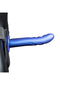 Ouch! Textured Curved Hollow Strap On 8 inches with Balls Metallic Blue