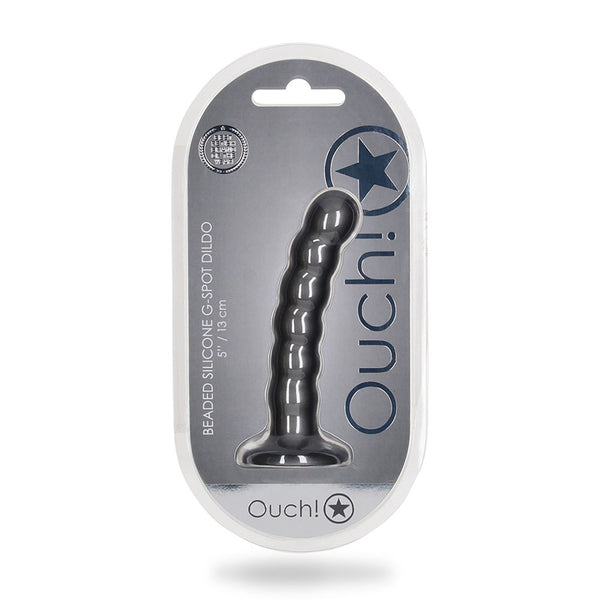OUCH! BEADED SILICONE G-SPOT DILDO 5 IN GUNMETAL-1