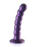 Ouch! Beaded Silicone G-Spot Dildo 5 inches Metallic Purple with suction cup from Shots Toys